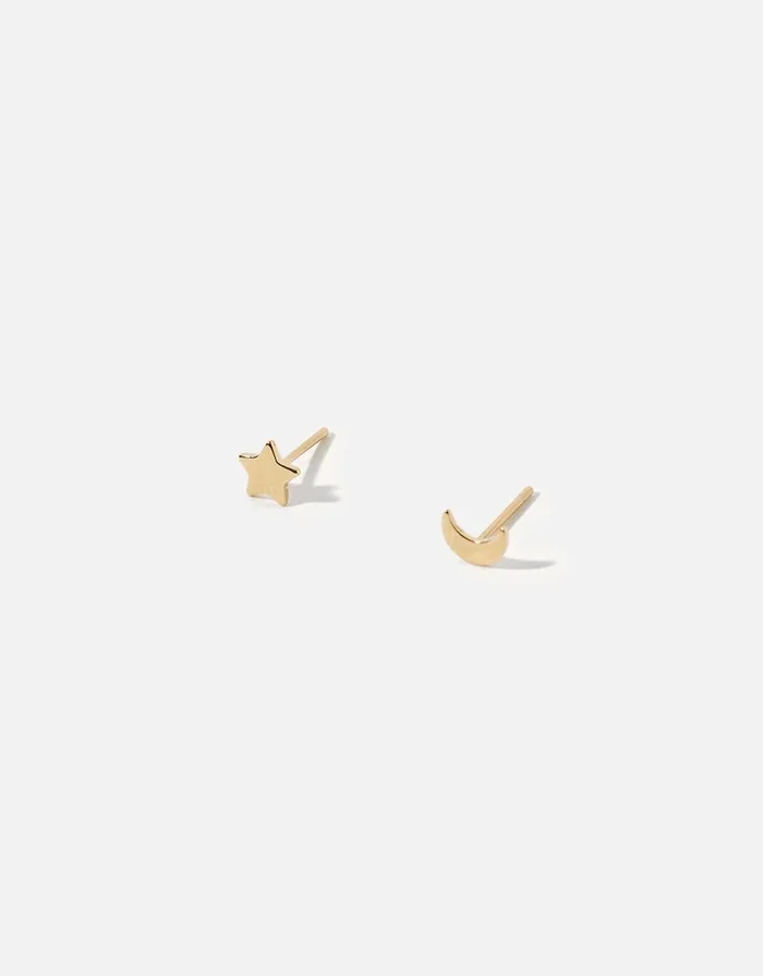 Accessorize GoldPlated Star And Moon Stud Earrings Women Earrings