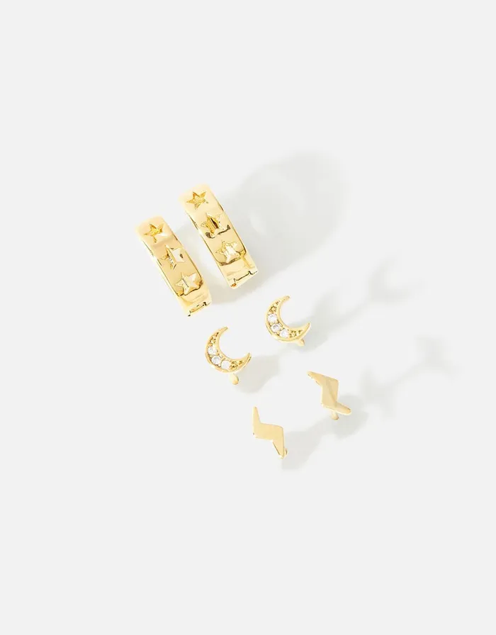 Accessorize GoldPlated Star Stud And Hoop Earring Set Women Earrings