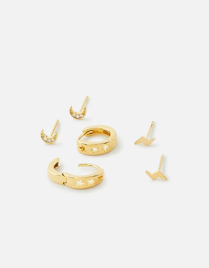 Accessorize GoldPlated Star Stud And Hoop Earring Set Women Earrings