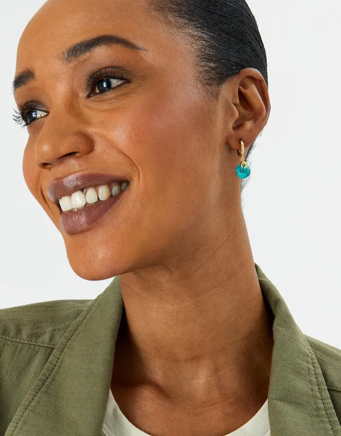 Accessorize GoldPlated Turquoise Circle Huggie Hoops Women Earrings