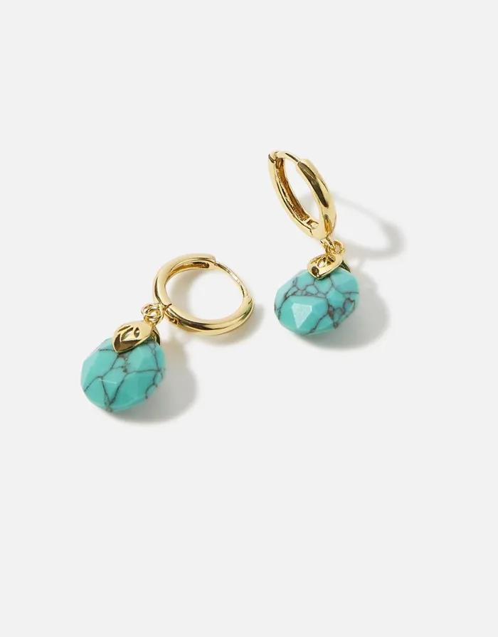 Accessorize GoldPlated Turquoise Circle Huggie Hoops Women Earrings