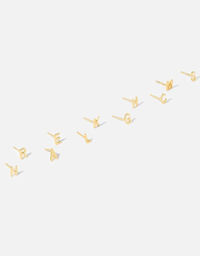 Accessorize Gold Vermeil Single Initial Stud Earrings Gold Gold Women Earrings