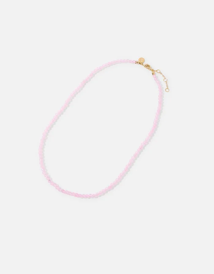Accessorize Healing Stone Rose Quartz Bead Necklace Women Necklaces