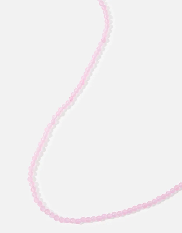 Accessorize Healing Stone Rose Quartz Bead Necklace Women Necklaces