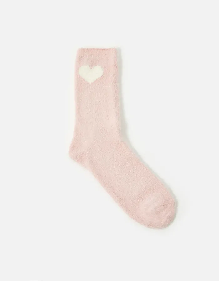 Accessorize Heart Detail Fluffy Socks Pink Pink Women Socks and Tights
