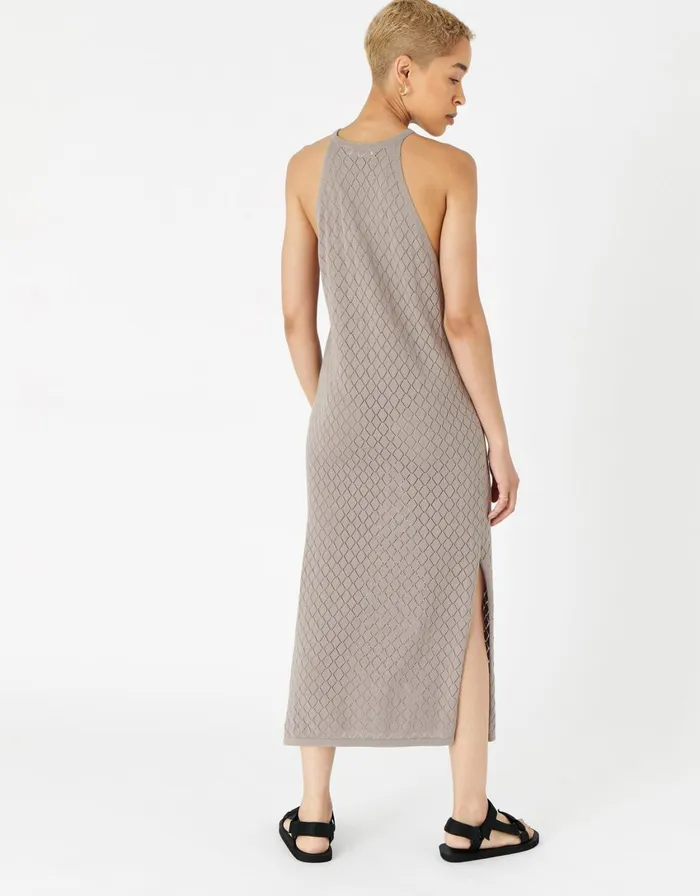 Accessorize Knitted Midi Dress Brown Taupe Women Dresses