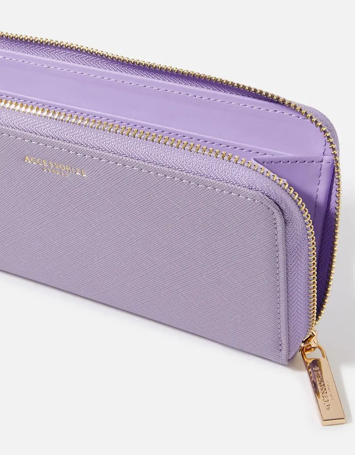 Accessorize Large Zip Wallet Purple Lilac Women Vegan Bags Backpacks and Purses