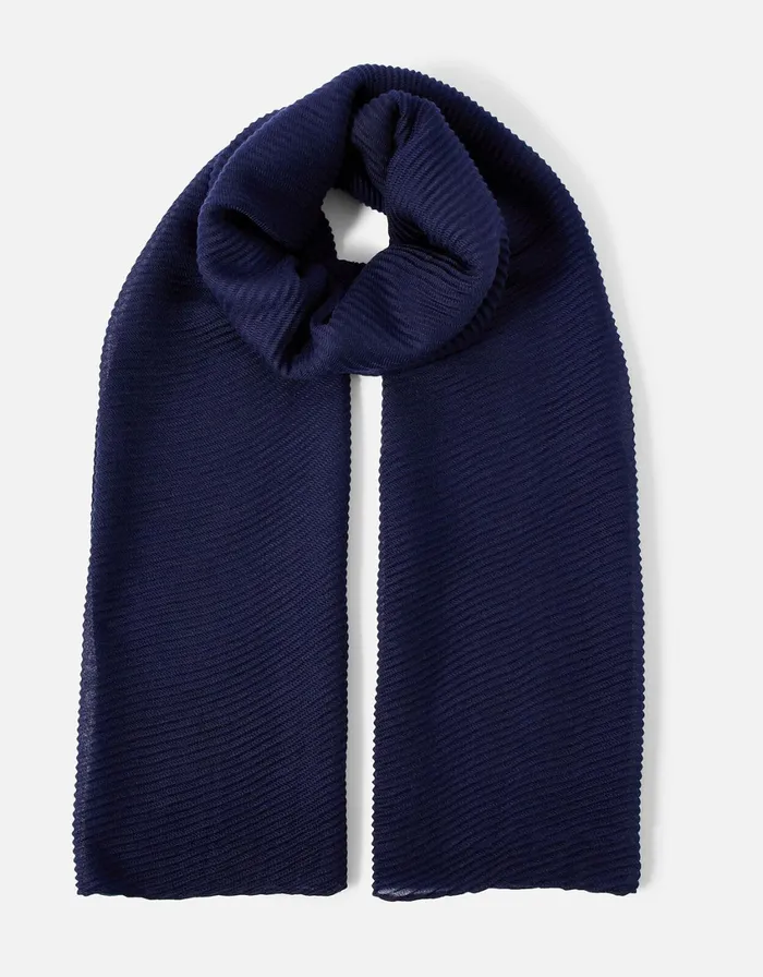 Accessorize Lightweight Pleat Scarf Blue Navy Women Scarves