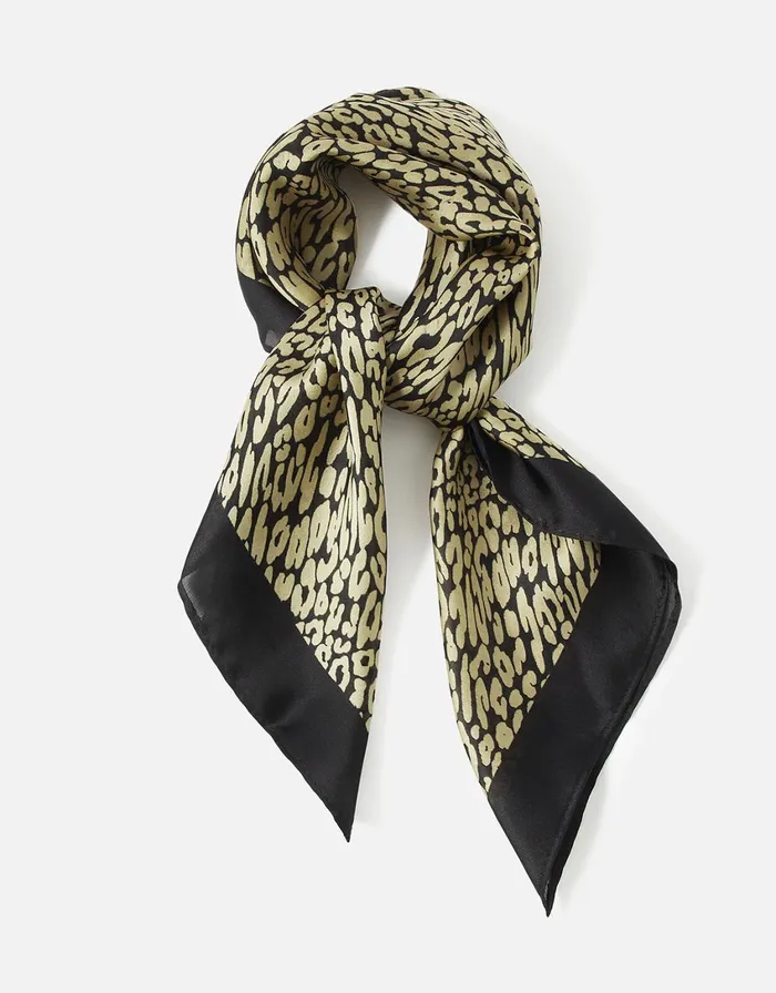 Accessorize Lily Leopard Print Small Satin Square Scarf Women Scarves