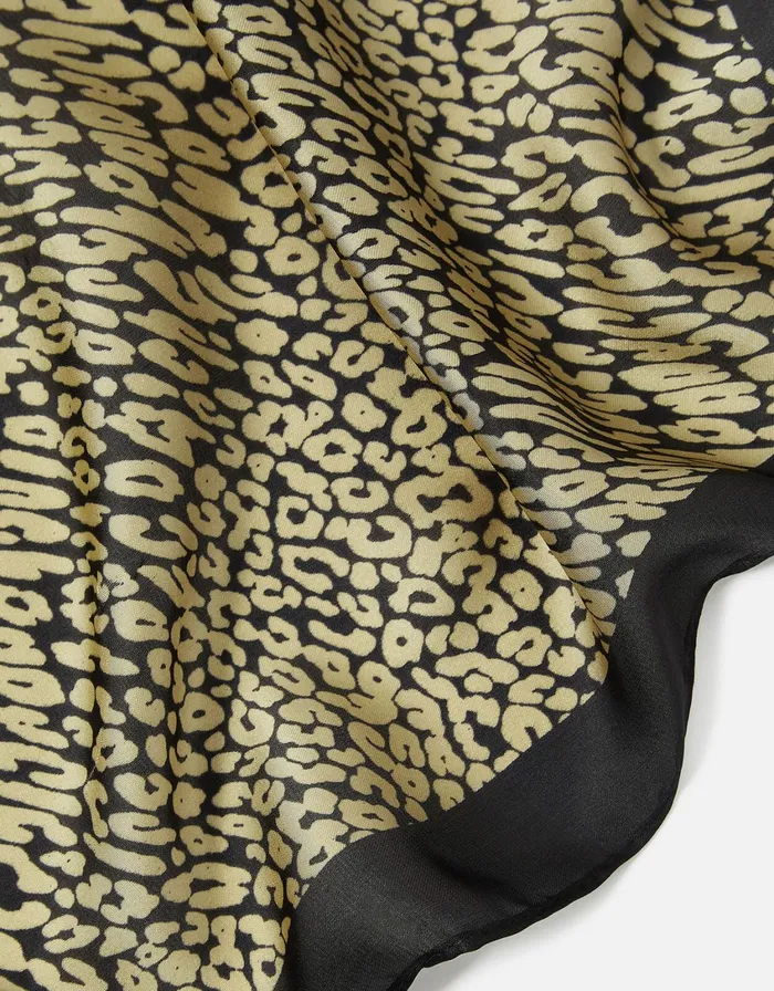 Accessorize Lily Leopard Print Small Satin Square Scarf Women Scarves