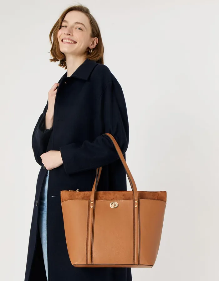 Accessorize Maddox Tote Bag Tan Tan Women Vegan Bags Backpacks and Purses