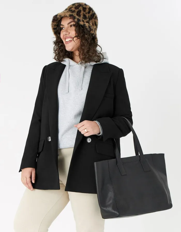 Accessorize Melinda Large Leather Shopper Black Women Leather Bags
