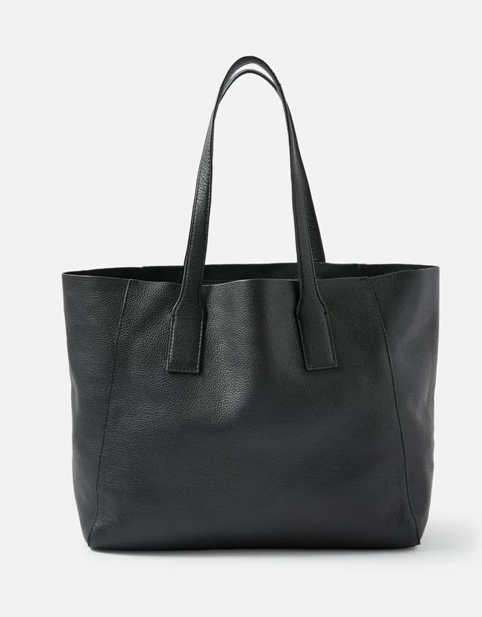 Accessorize Melinda Large Leather Shopper Black Women Leather Bags