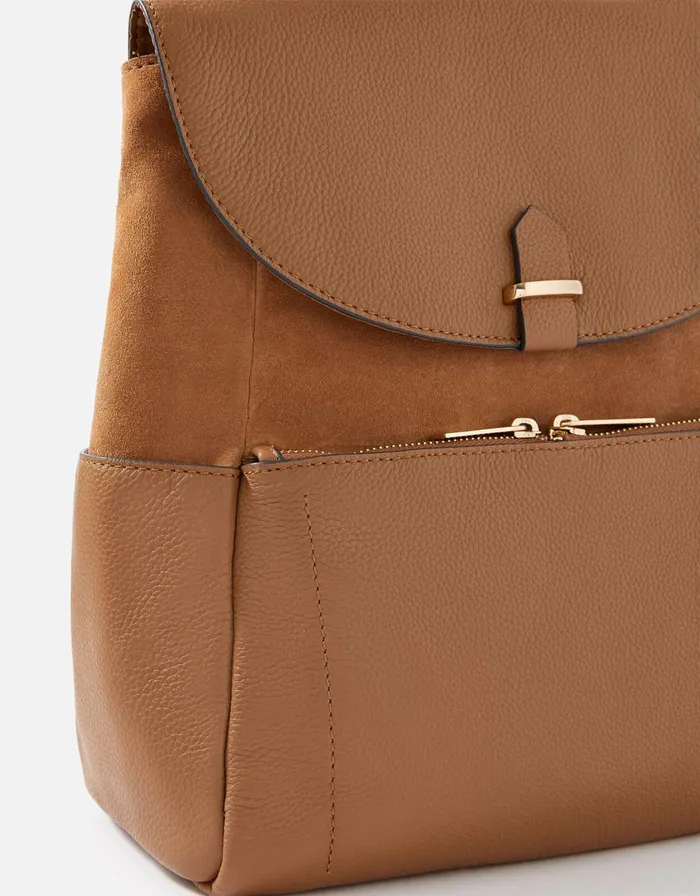 Accessorize Melody Leather Backpack Tan Tan Women Leather Bags