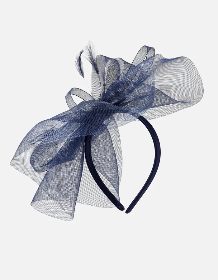 Accessorize Mia Oversized Bow Fascinator Blue Navy Women Hats