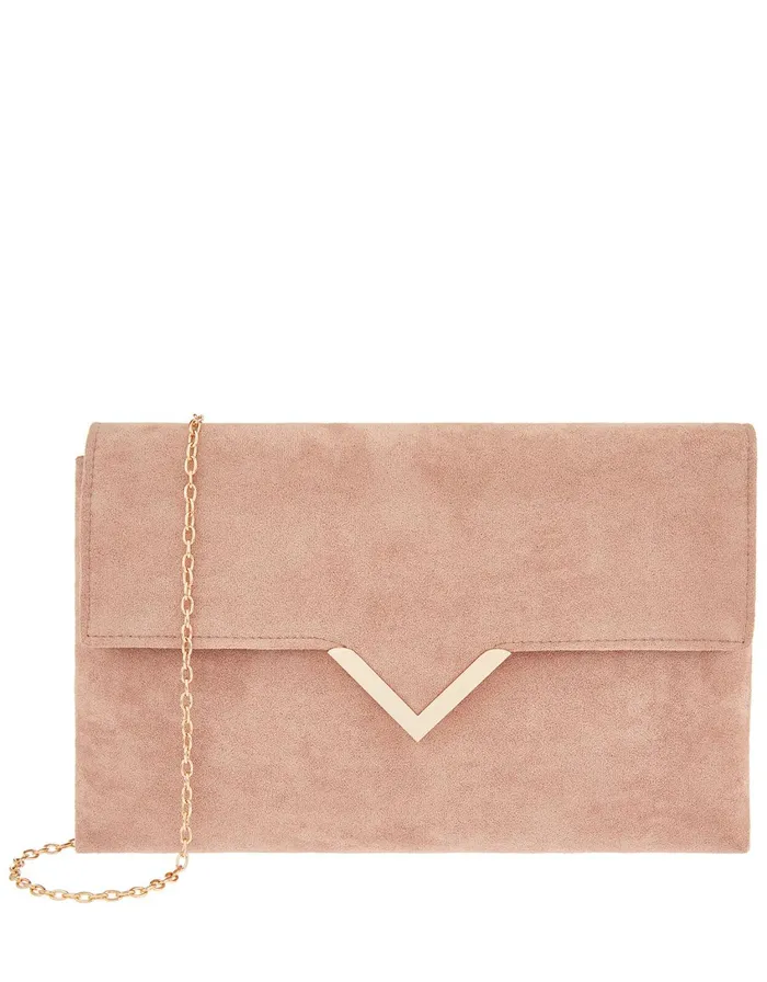 Accessorize Natalie Suedette Envelope Clutch Bag Pink Pale Pink Women Clutch Bags
