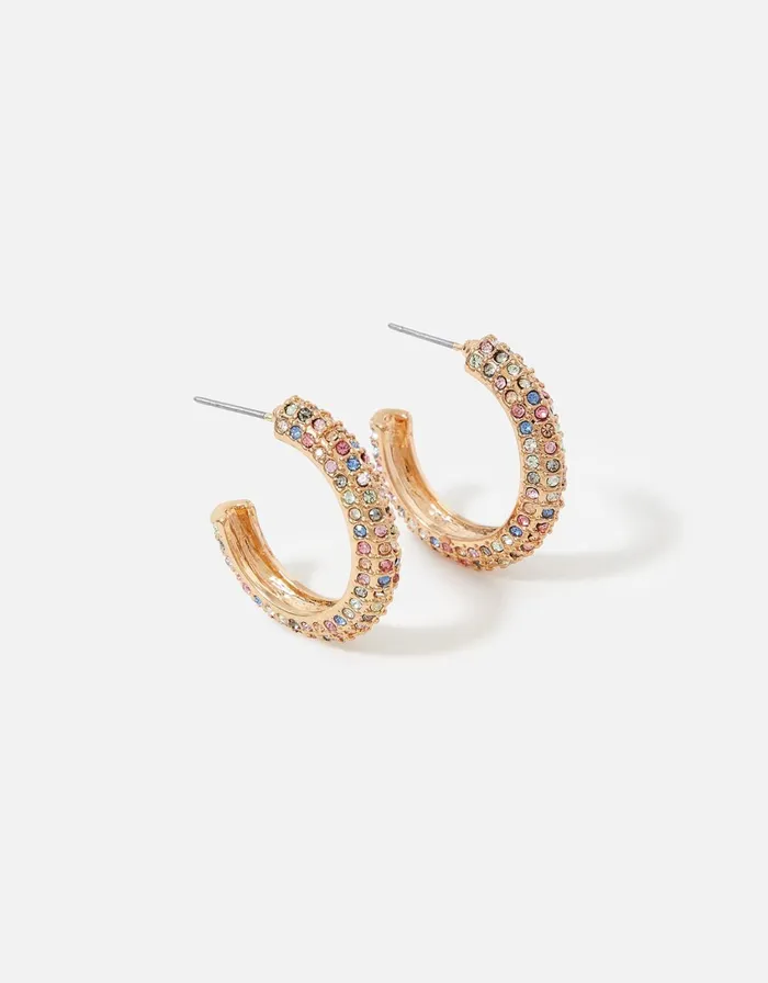 Accessorize Pastel Pop Crystal Pave Hoops Women Earrings