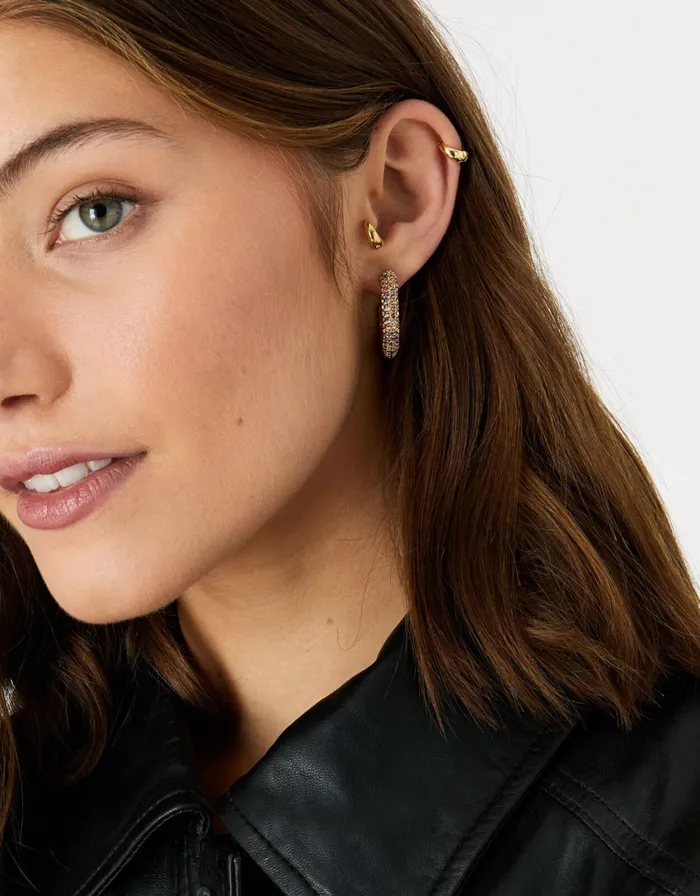 Accessorize Pastel Pop Crystal Pave Hoops Women Earrings