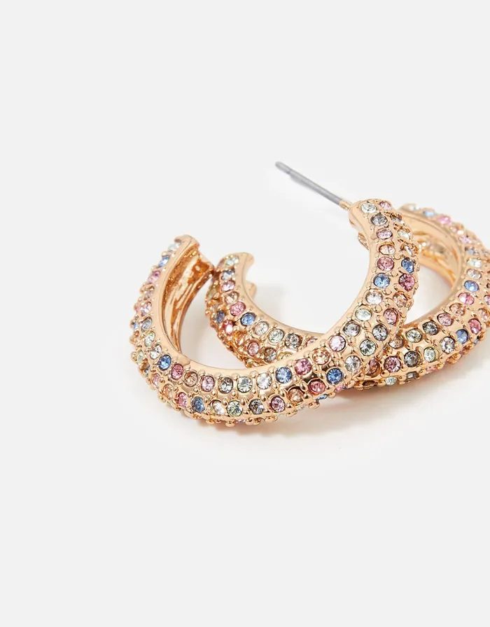 Accessorize Pastel Pop Crystal Pave Hoops Women Earrings