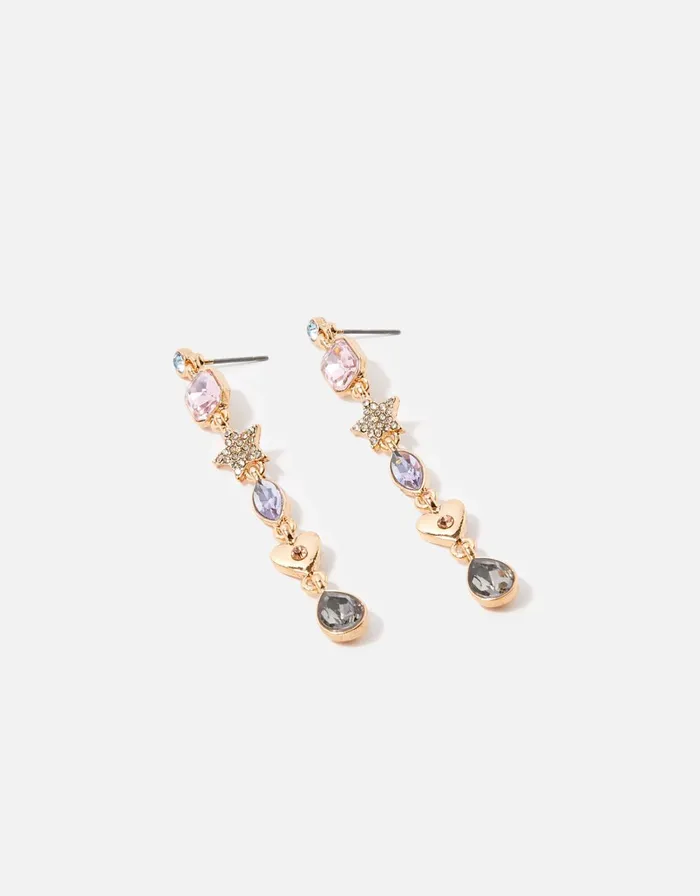 Accessorize Pastel Pop Star Heart Long Drop Earrings Women Earrings