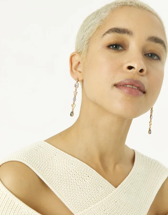 Accessorize Pastel Pop Star Heart Long Drop Earrings Women Earrings