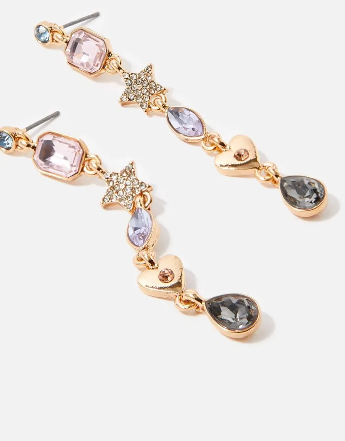 Accessorize Pastel Pop Star Heart Long Drop Earrings Women Earrings