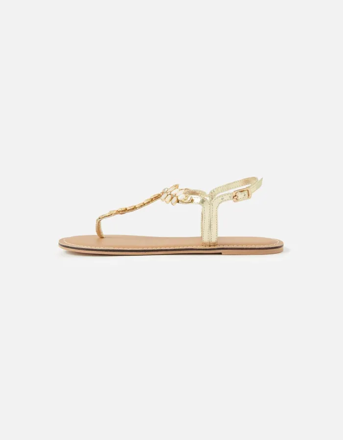 Accessorize Pearly Leaf Sandals White Crystal Women Sandals and Flip Flops