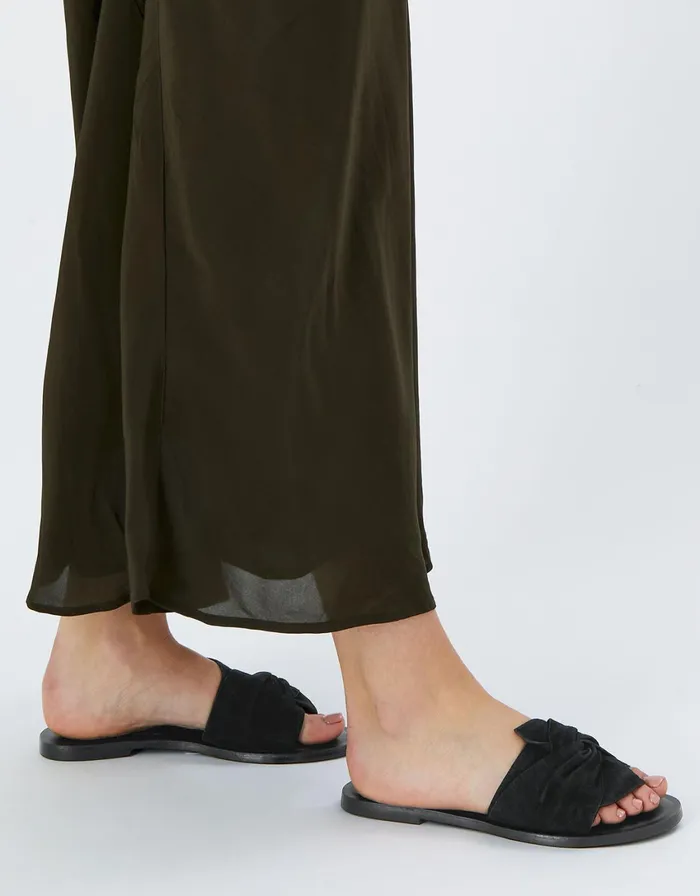 Accessorize Perth Suede Sliders Black Black Women Sandals and Flip Flops
