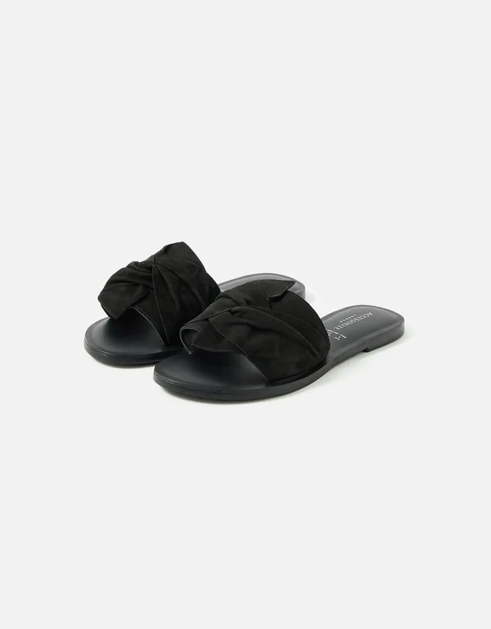 Accessorize Perth Suede Sliders Black Black Women Sandals and Flip Flops