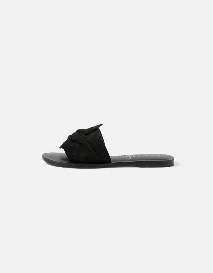 Accessorize Perth Suede Sliders Black Black Women Sandals and Flip Flops