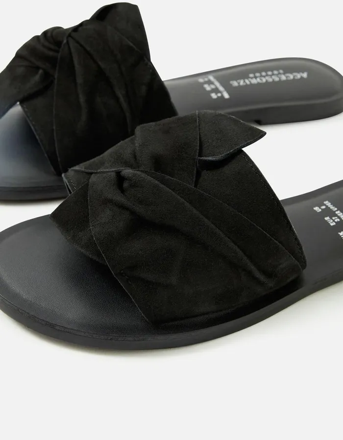 Accessorize Perth Suede Sliders Black Black Women Sandals and Flip Flops