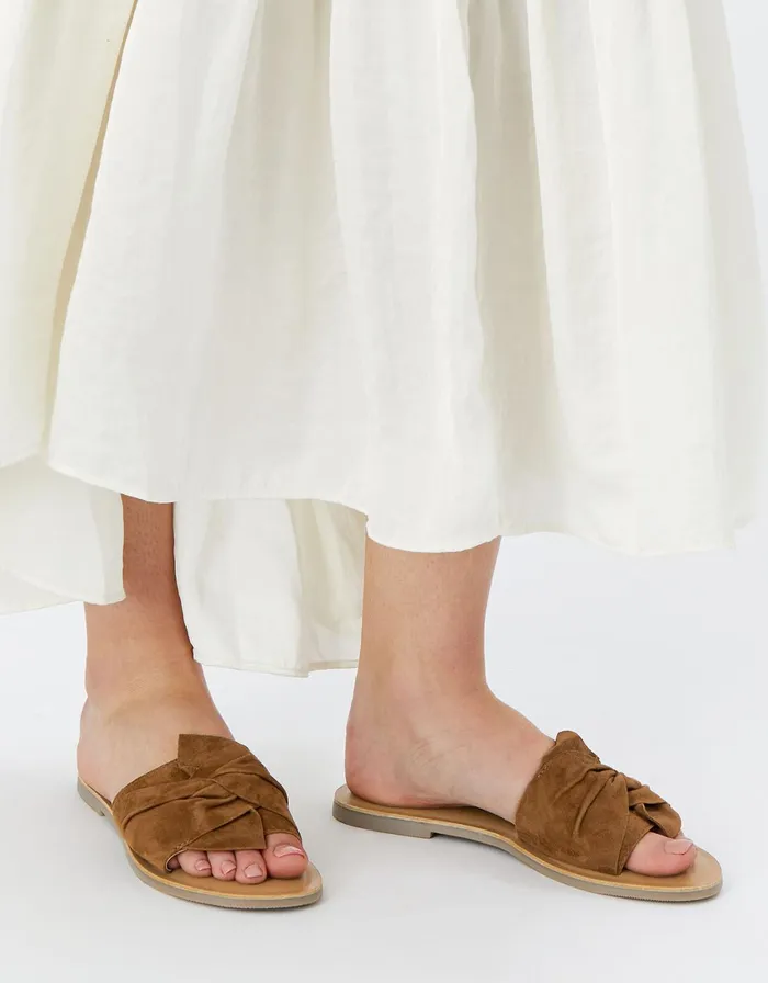 Accessorize Perth Suede Sliders Tan Tan Women Sandals and Flip Flops
