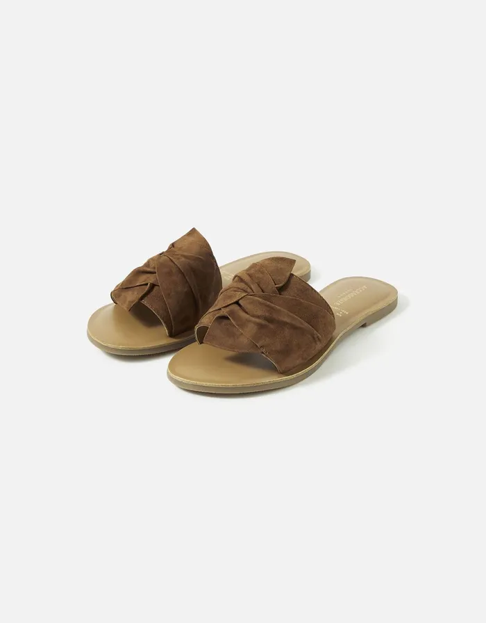 Accessorize Perth Suede Sliders Tan Tan Women Sandals and Flip Flops