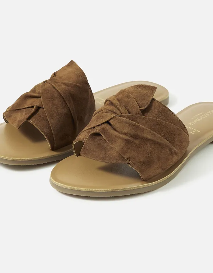 Accessorize Perth Suede Sliders Tan Tan Women Sandals and Flip Flops