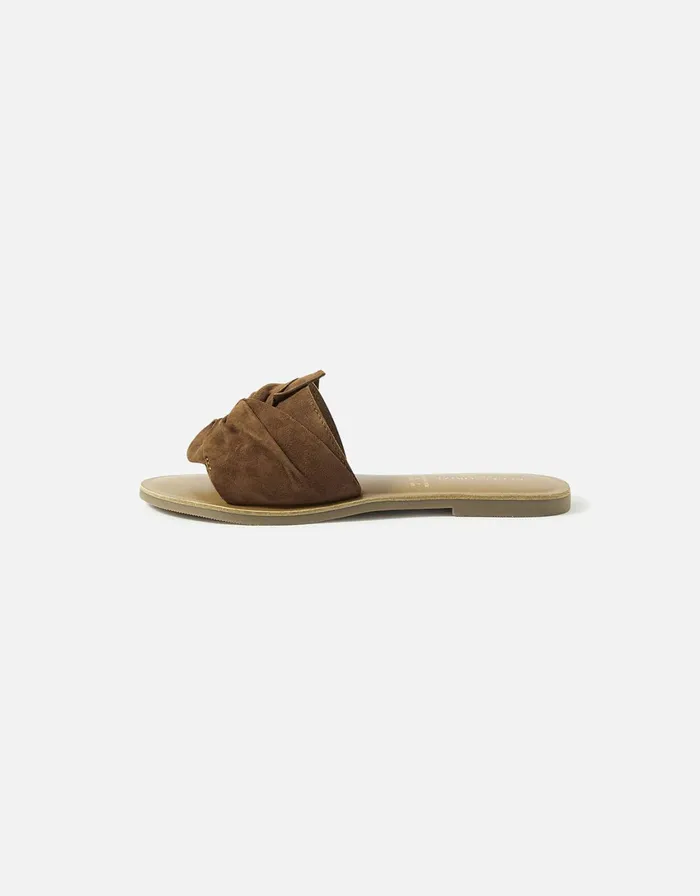 Accessorize Perth Suede Sliders Tan Tan Women Sandals and Flip Flops