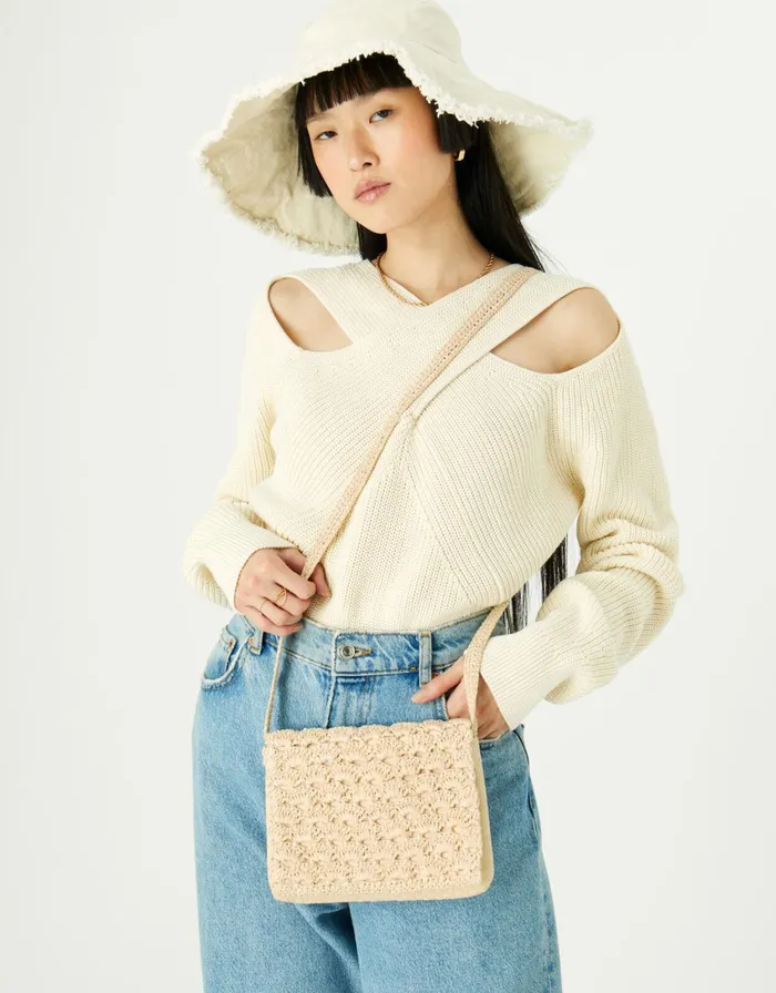 Accessorize Rae Scallop CrossBody Bag Natural Women Beach Bags