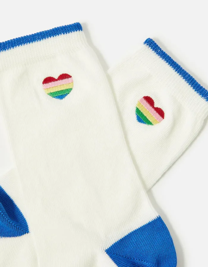 Accessorize Rainbow Heart Embroidered Socks Women Socks and Tights