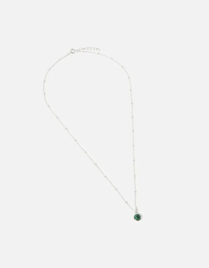 Accessorize Recycled Sterling Silver Malachite Pendant Necklace Women Necklaces