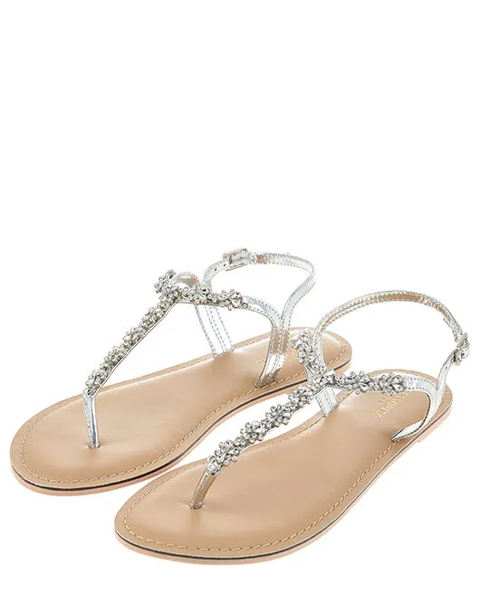Accessorize Reno Silver Embellished Sandals Silver Silver Women Sandals and Flip Flops