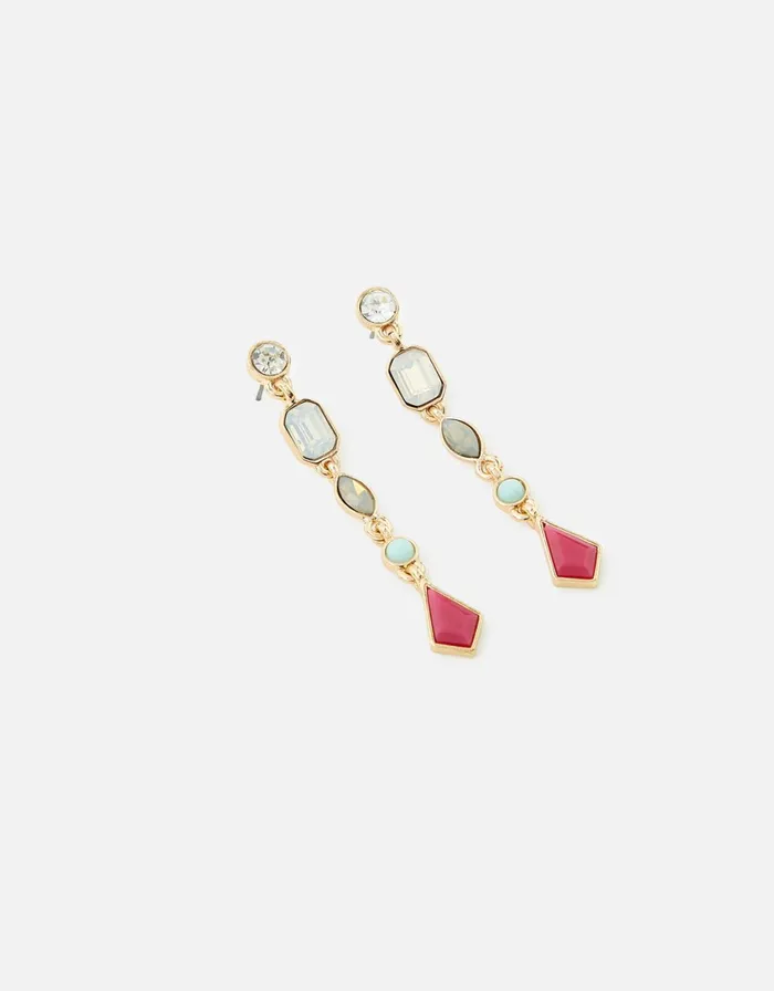 Accessorize Romantic Ramble Eclectic Stone Long Drop Earrings Women Earrings