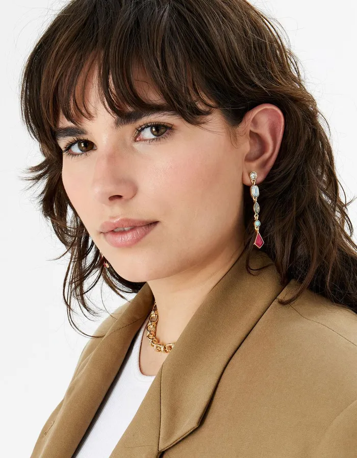 Accessorize Romantic Ramble Eclectic Stone Long Drop Earrings Women Earrings