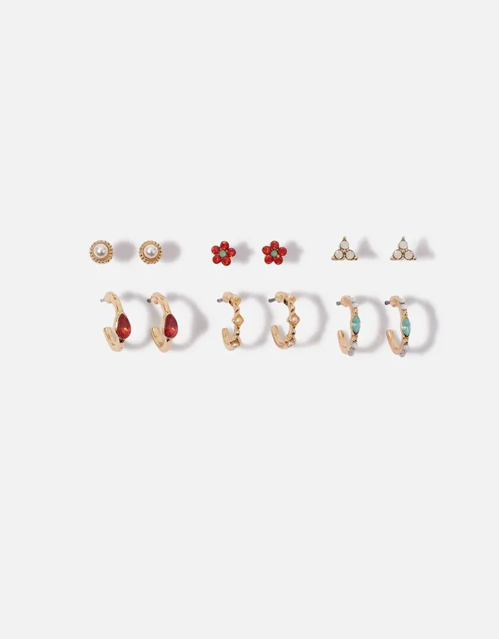 Accessorize Romantic Ramble Flower Stud And Hoop Multipack Women Earrings