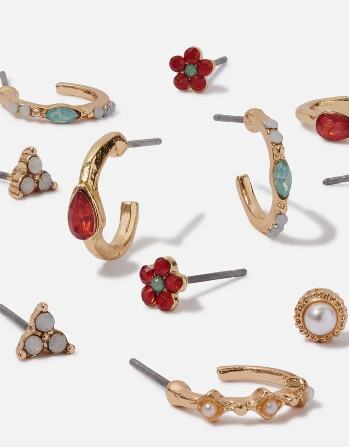 Accessorize Romantic Ramble Flower Stud And Hoop Multipack Women Earrings