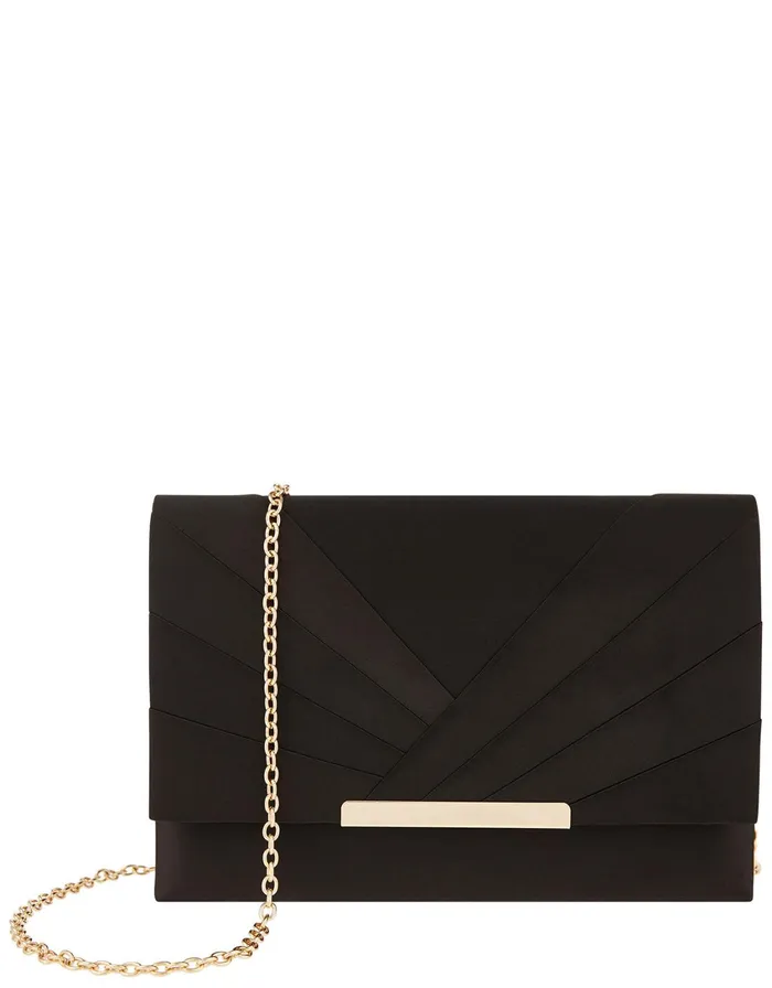 Accessorize Satin Clutch Bag Black Black Women Clutch Bags