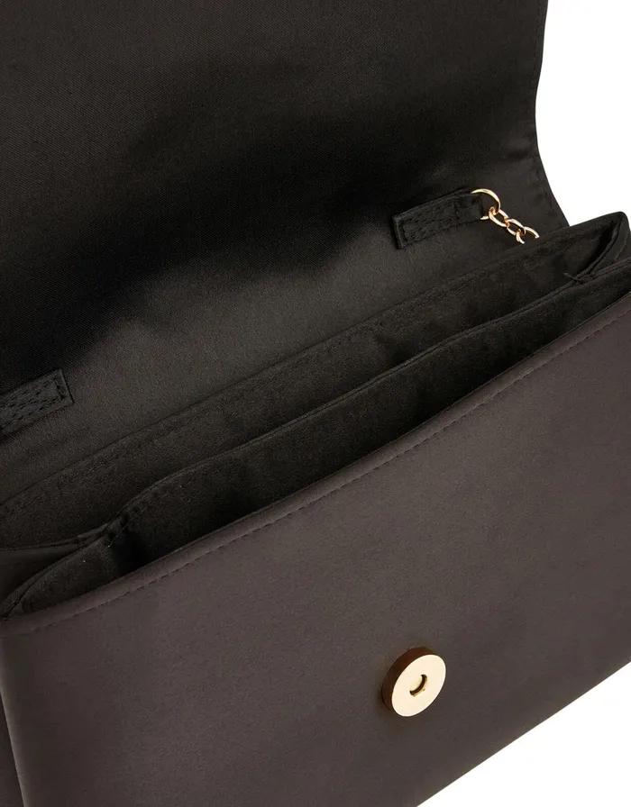 Accessorize Satin Clutch Bag Black Black Women Clutch Bags
