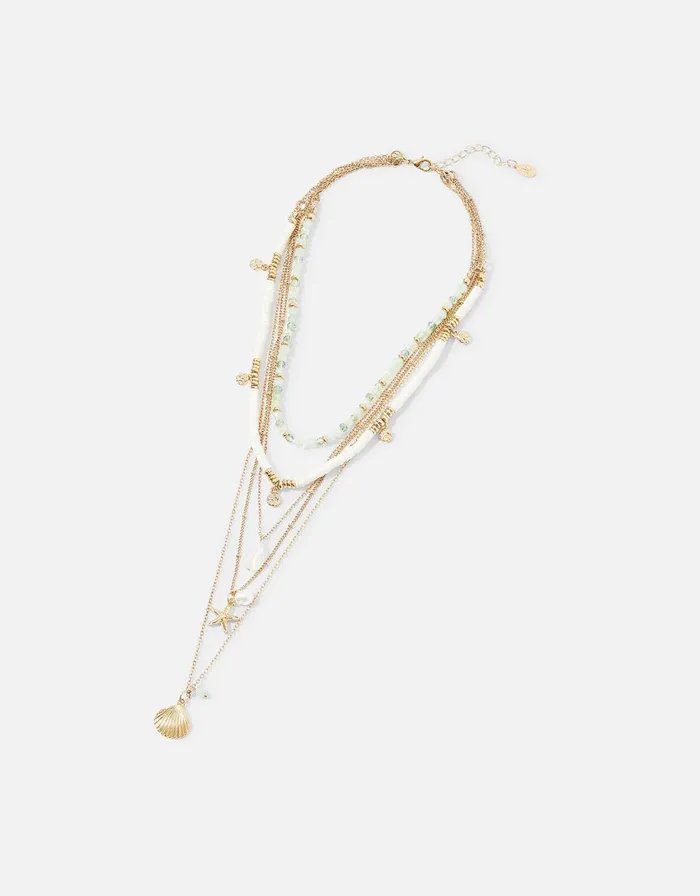 Accessorize Seascape Bead And Charm Layered Necklace Women Necklaces