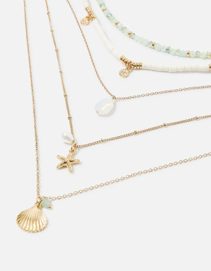Accessorize Seascape Bead And Charm Layered Necklace Women Necklaces