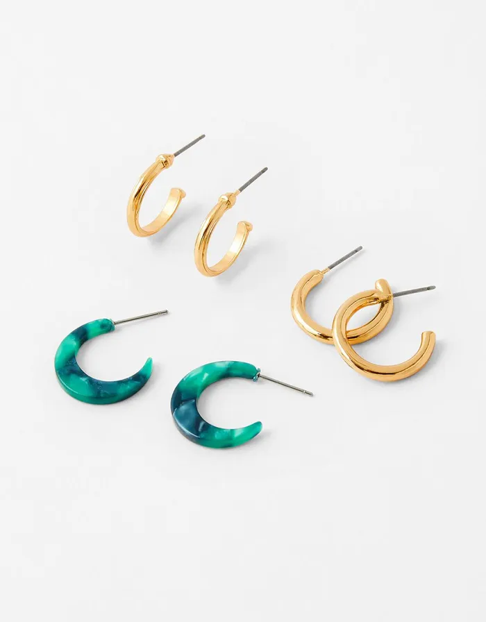 Accessorize Small Tort And Simple Hoop Set Women Earrings