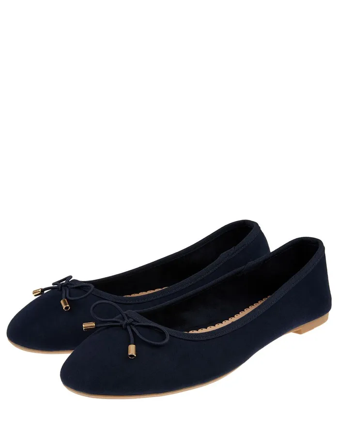 Accessorize Sophia Bow Detail Ballerina Flats Blue Navy Women Flat Shoes