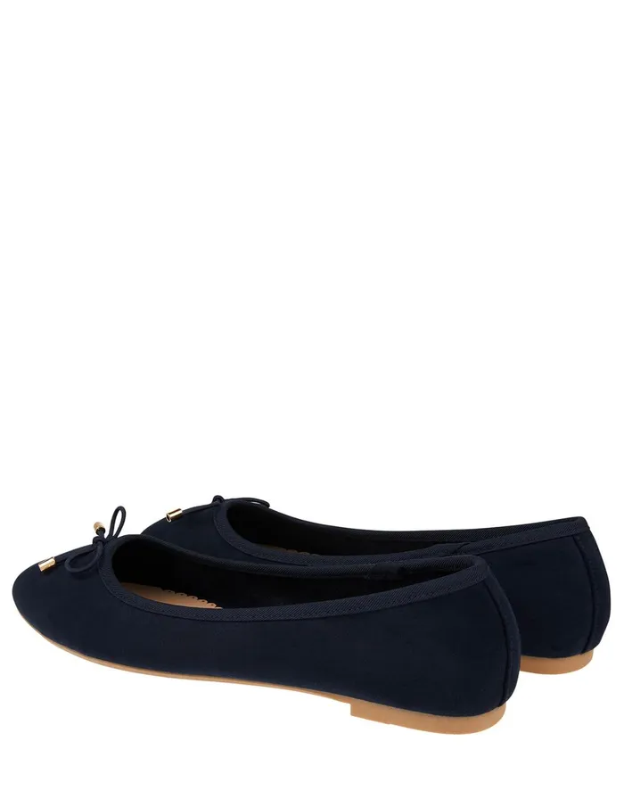 Accessorize Sophia Bow Detail Ballerina Flats Blue Navy Women Flat Shoes